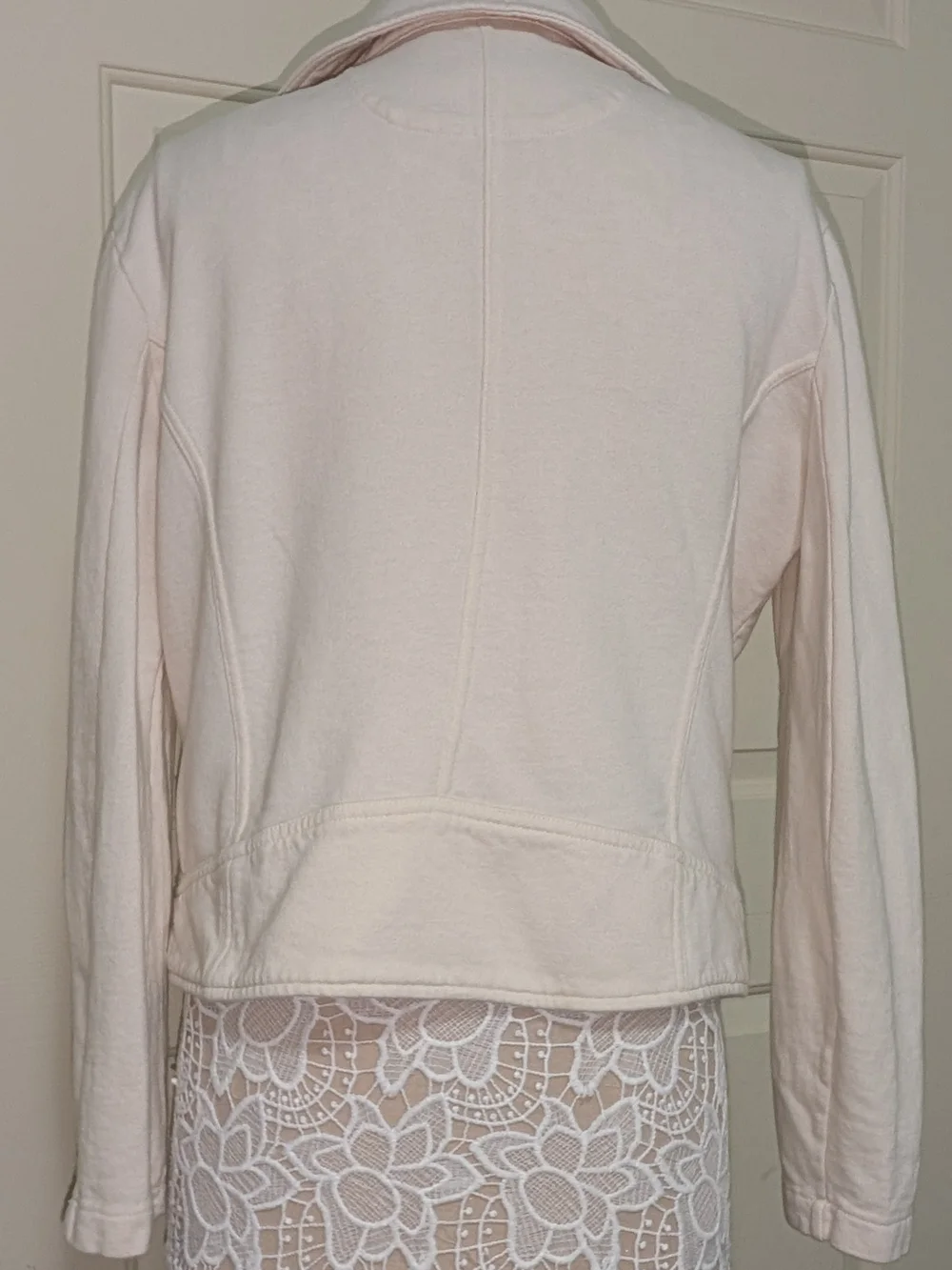 MNG by Mango Cream Studded Asymmetrical Moto Biker Jacket - Size L